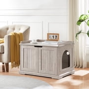 Unipaws Cat Litter Box Enclosure Furniture, Hidden Litter Box Cover Washroom, Dog Proof Cabinet for Large Cat, Weathered Gray