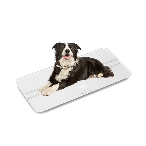 Unipaws Pet Scale 220lbs - Dog Scale with Backlit LCD & Tempered Glass, AiLink App for Weight Tracking, lb/kg/st - for Home, Vet Clinic, Small Medium Dogs