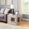thumbnail image 1 of Unipaws Dog Crate End Table with Cushion Indoor Use Grey Small, Weathered Gray, 1 of 7