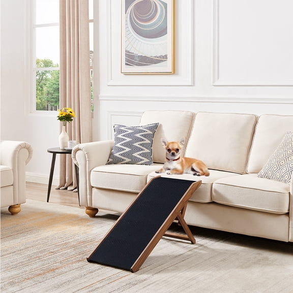 Unipaws Dog Ramp, Wooden Pet Ramp for Small Dogs, Foldable Dog Ramp, Adjustable Height