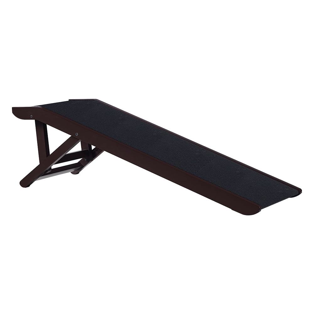 Espresso Foldable Adjustable Height Wooden Pet Ramp