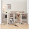 thumbnail image 1 of Unipaws Freestanding Pet Gate with Small Cat Door, Wooden Dog Gates with 3 Support Feet, Grey, 1 of 7