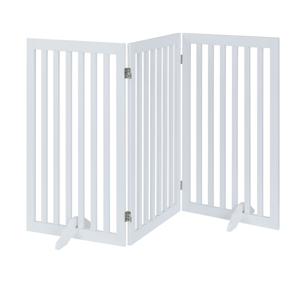 Unipaws Freestanding Wooden Dog Gate, Foldable Pet Gate with 2PCS Support Feet, Dog Barrier Indoor Pet Gate Panels for Stairs, 36 Inch Tall, 60 Inch Wide, White - image 1 of 9