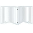 thumbnail image 1 of Unipaws Freestanding Wooden Dog Gate, Foldable Pet Gate with 2PCS Support Feet, Dog Barrier Indoor Pet Gate Panels for Stairs, 36 Inch Tall, 80 Inch Wide, White, 1 of 9