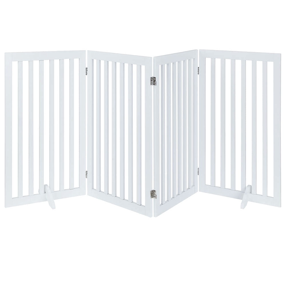 Unipaws 36”H Free Standing Pet Gate for Dog Cat, Foldable Pet Fence for The House,Tall Wooden Dog Gates for Doorway, Stairs,  Expandable Barrier, Indoor Use, White