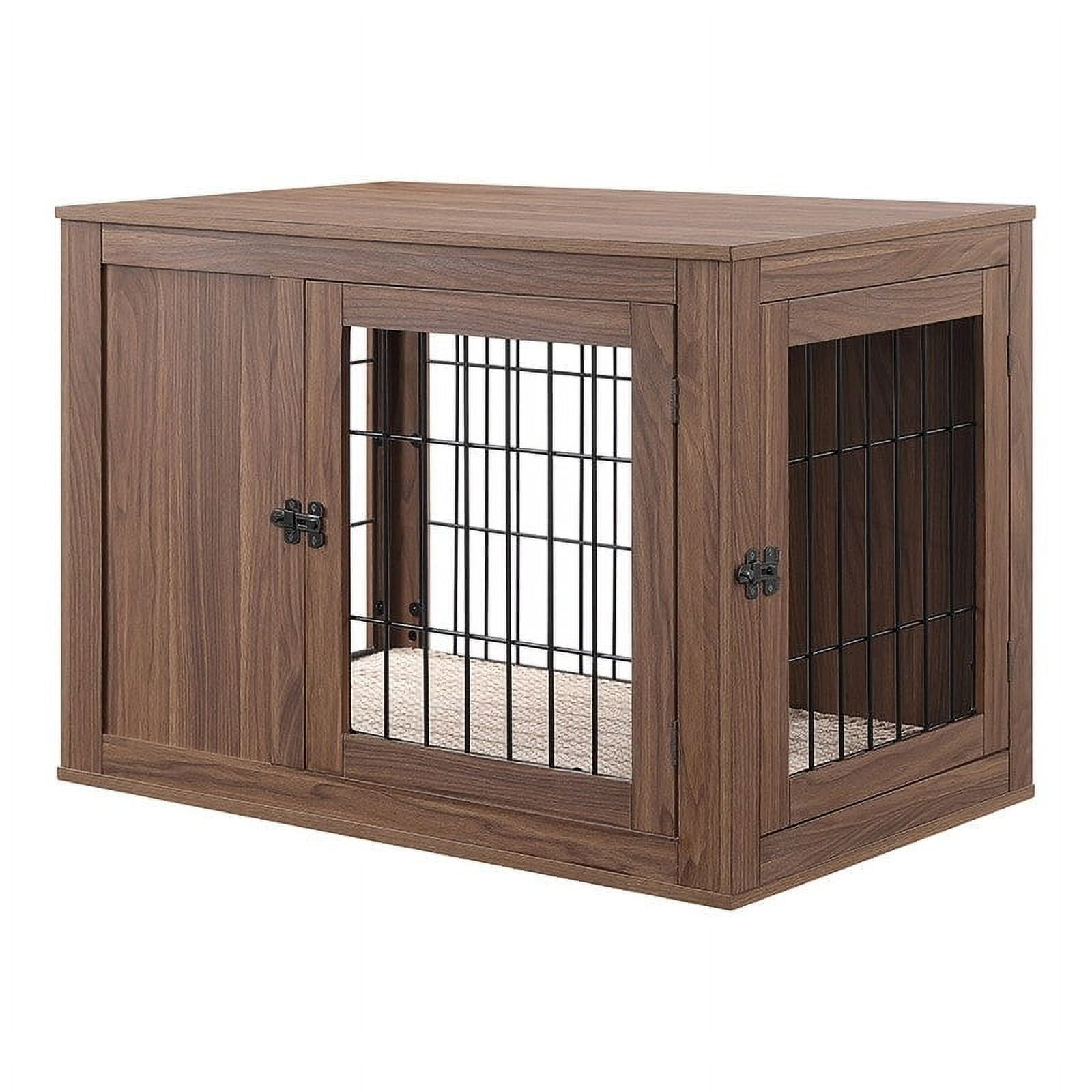 Medium Weathered Gray Wooden Dog Crate End Table
