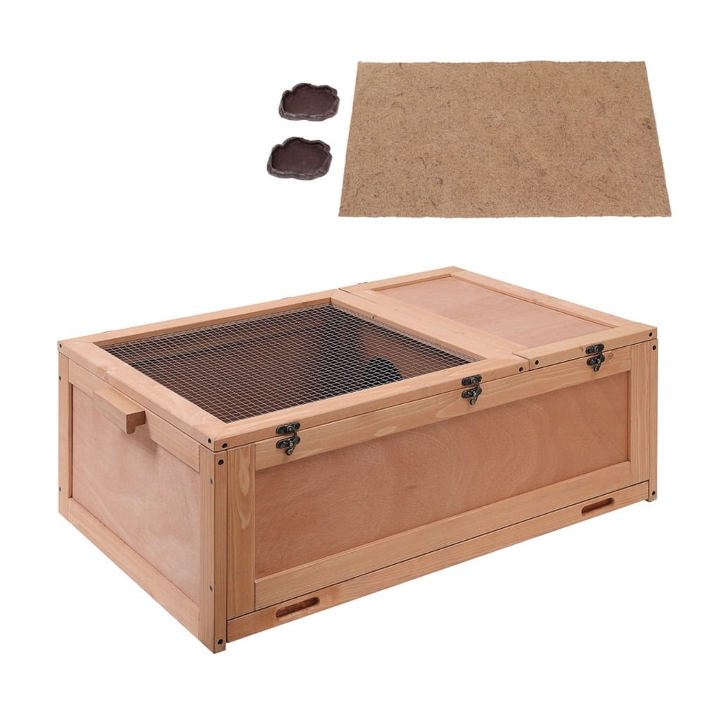 Unipaws Tortoise House with Tray, Tortoise Enclosure with Reptile Carpet and Food Bowls for Small Animals, Indoor and Outdoor Medium Habitat, Anti-Corrosion and Moisture Proof