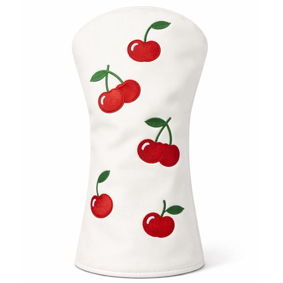 Uniporium Cherry Novelty Head Cover – Premium PU Leather Golf Driver Headcover with Embroidered Details, Designed for Modern 460cc Drivers, and a Fun Golf Accessory and Gift