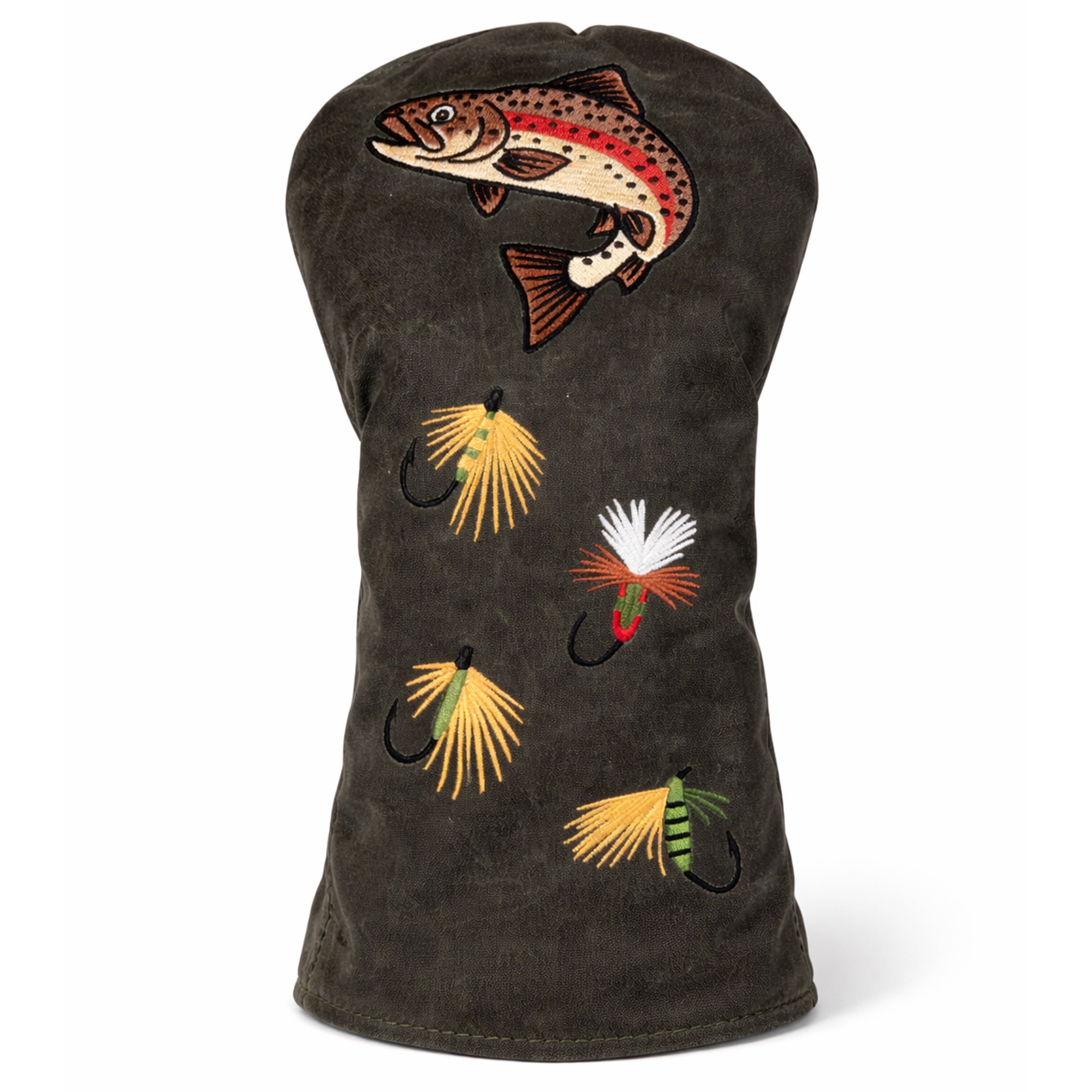 Uniporium Fishing Novelty Head Cover – Premium Waxed Canvas Golf Driver Headcover with Embroidered Fish Details, Designed for Modern 460cc Drivers, and a Fun Golf Accessory and Gift