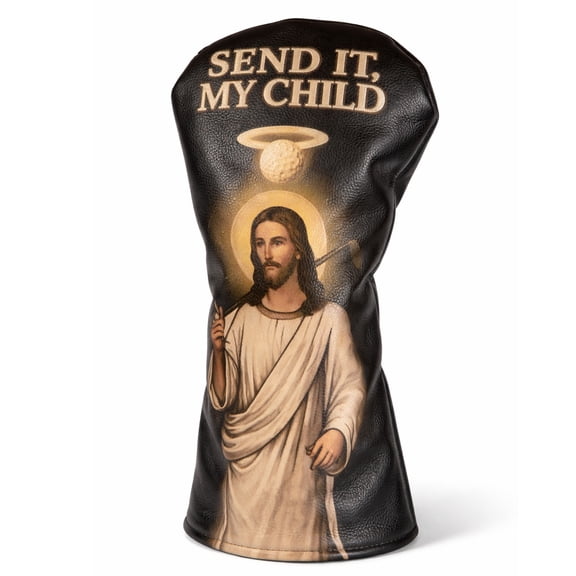 Uniporium Send It, My Child Novelty Head Cover – Premium PU Leather Golf Driver Headcover with Embroidered Details, Designed for Modern 460cc Drivers, and a Fun Golf Accessory and Gift