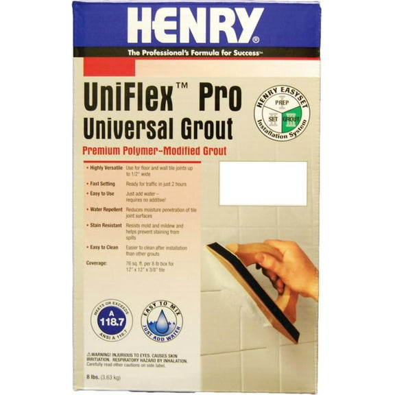 Unipro 13096 Polymer Modified Sanded Grout?, 8 lb, Box, White, Powder