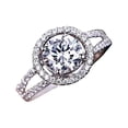 thumbnail image 1 of Unique 1.50 Ct Round Cut Halo Moissanite Diamond Wedding Ring In White Gold, 1 of 5