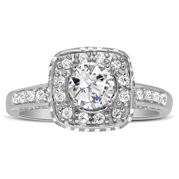 Unique 1 Carat Round Halo Diamond Engagement Ring in White Gold
