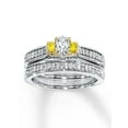 thumbnail image 1 of Unique 1 Carat Trilogy Diamond Wedding Ring Set, 1 of 2
