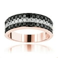thumbnail image 1 of Unique 10K 3 Row White Black 1.3 Ctw Natural Diamond Wedding Band (Rose Gold Size 7), 1 of 3