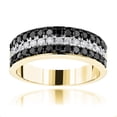 thumbnail image 1 of Unique 10K 3 Row White Black 1.3 Ctw Natural Diamond Wedding Band (Yellow Gold Size 13.5), 1 of 3