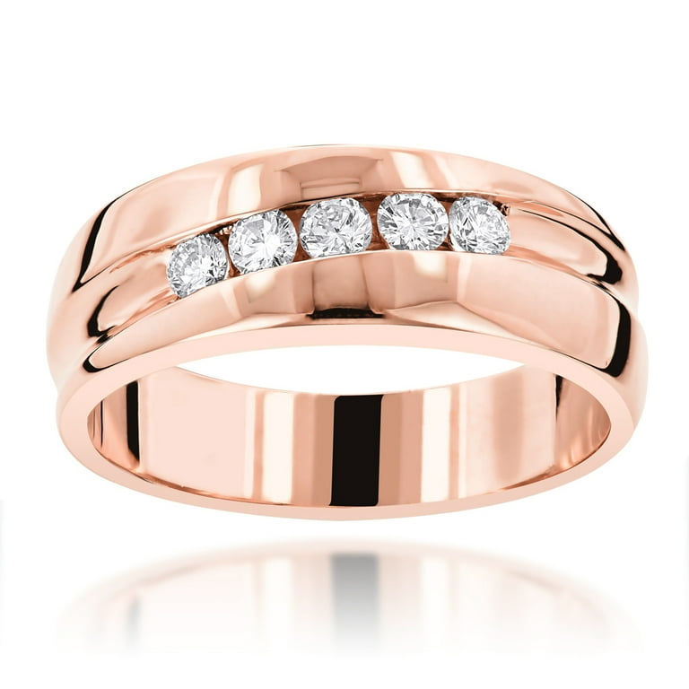 Unique 14K Male Engagement Rings Five Stone Collection Piece (Rose