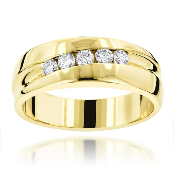 Unique 14K Male Engagement Rings Five Stone Collection Piece (Yellow Gold Size 6)