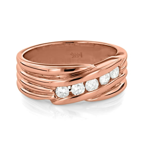 Unique 14K Men's Natural Dainty 0.5 Ctw Diamond Wedding Ring (Rose Gold Size 5.5)