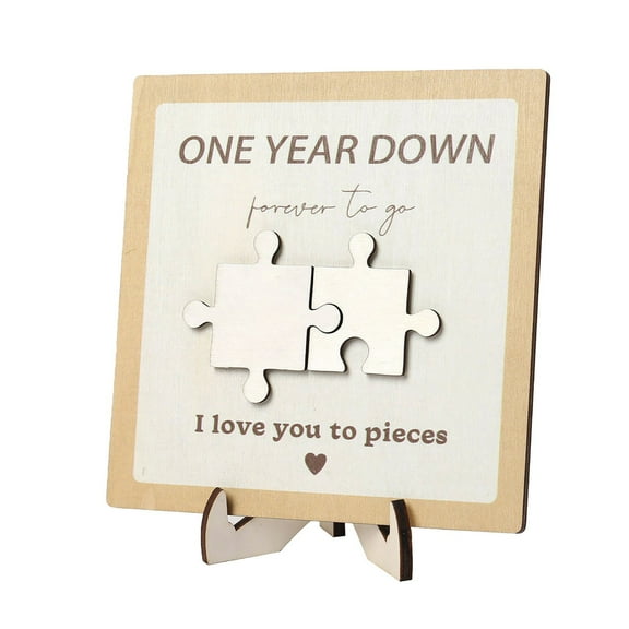 Unique 1St For Couples Wooden Sign With Engraved Puzzle 1St Anniversary Paper Gift For Him Her Boyfriend Girlfriend Husband Wife. Desktop Ornament Practical Home Decor