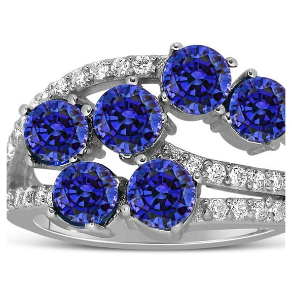 Unique 2 Carat blue Sapphire and Diamond Ring for Women
