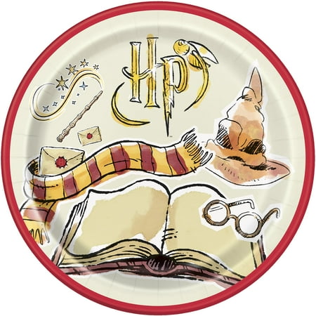 Unique 23565 Paper Plates-23 cm- Harry Potter Party-Pack of 8, Multicolour