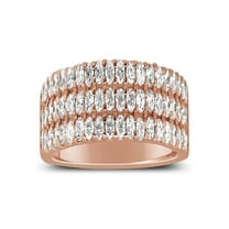 Unique 3 Row 1 Carat Round Diamond Wedding Ring Band in Rose Gold