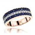 thumbnail image 1 of Unique 3 Row Sapphire and Diamond Wedding Band 10K Ring (Rose Gold Size 9), 1 of 1