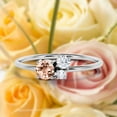 thumbnail image 1 of Unique 3 Stone Minimalist 0.55 Carat Round Cut Morganite Engagement Ring, Trilogy Ring, Wedding Ring in 925 Sterling Silver With 18k White Gold Plating Gift For Her, 1 of 3