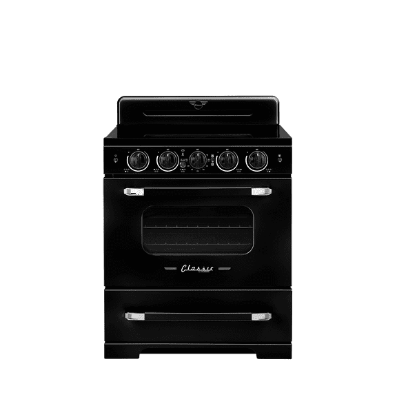 Unique 30' Classic Retro Induction Range, Midnight Black