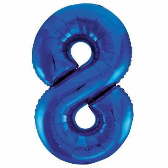 Unique 34" Giant Blue Foil Number 8 Balloon