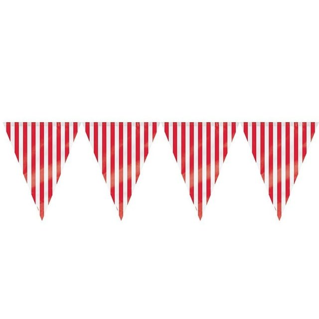 Unique 36' Red Striped Pennant Banner (3 packs)