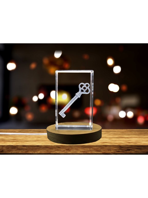 Unique 3D Engraved Crystal Key Charm - Stylish Vintage Keepsake Gift