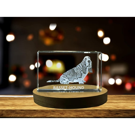 Unique 3D Engraved Crystal with Basset Hound Design - Perfect Gift for Dog Lovers