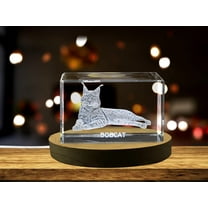Unique 3D Engraved Crystal with Bobcat Design - Perfect Gift for Animal Lovers