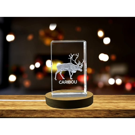 Unique 3D Engraved Crystal with Caribou Design - Perfect Gift for Animal Lovers