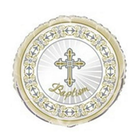 Unique 43879 18 in. Radiant Cross Baptism Silver & Gold Foil Balloon
