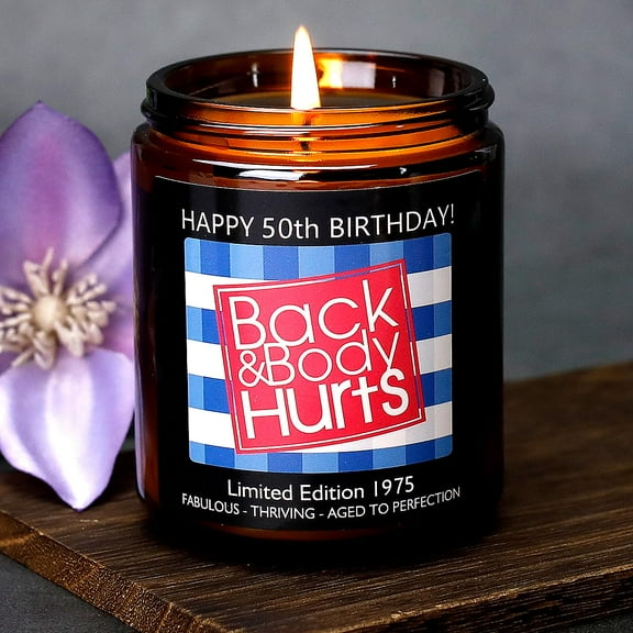 Unique 50th Birthday Gifts for Women Men, Funny Scented Candle with Blessing Words, Best Gift for Mom Dad Wife Husband Friends, 100% Soy Wax, Elegant Packaging, brown