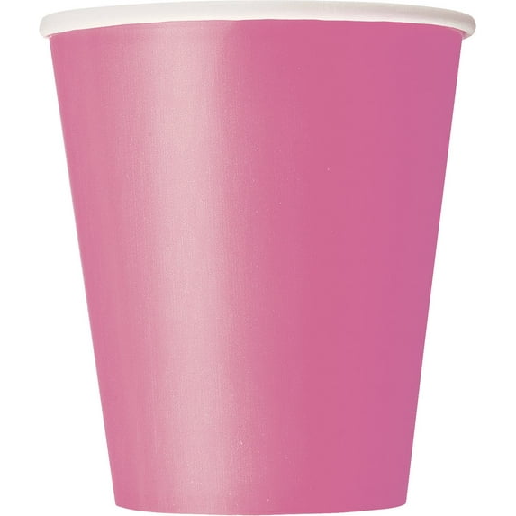 Hot Pink Solid Paper Cups Set - 9 oz Pack of 8 - Elegant & Eco-Friendly Party Drinkware - Perfect for Birthdays, Showers, & Special Celebrations