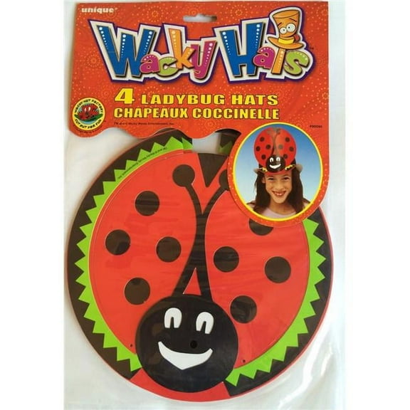Unique 90090 Wacky Crazy Hats New Lady bug Party Supplies, 4 Count