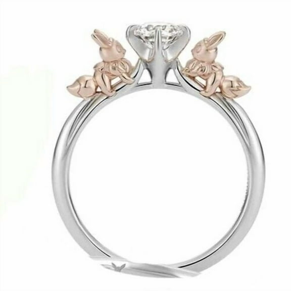 Unique 925 Sterling Silver Anime Monster Ring, Pocket Ring, Eevee Couple Ring