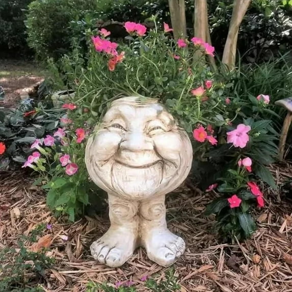 Funny Face Head Planter Pots for Indoor Outdoor Plants Flower Pots Unique Succulent Planter with Drainage Hole A