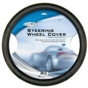 Unique Accessories 38853 Leatherette Steering Wheel Cover- Black