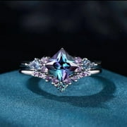 KARA JEWEL Unique Alexandrite Bridal Engagement Ring Set in 925 Sterling Silver - Anniversary Ring For Wife - Christmas Ring For Her