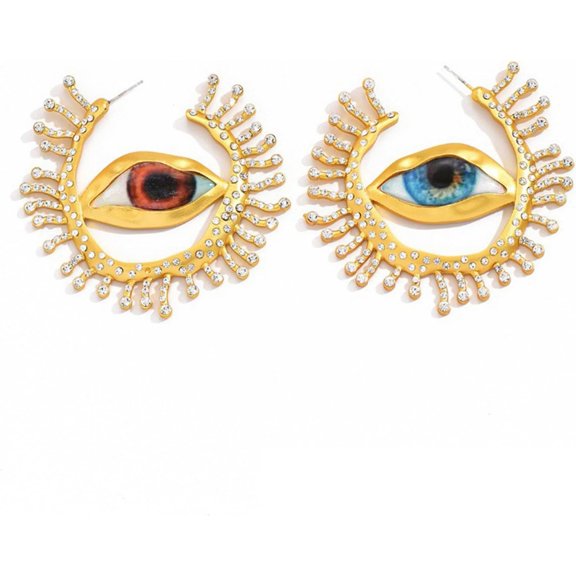 Unique Alien Premium Pupil Ear Drop Exaggerate Irregular Earwear Circular Blue Eye Ear p Big Hoop Earring Retro Jewelry[v813]