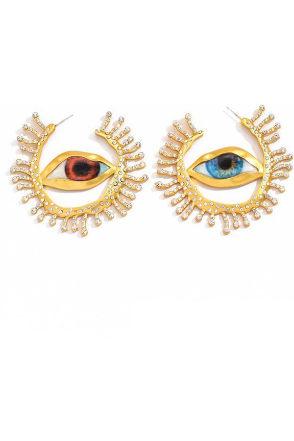 Unique Alien Premium Pupil Ear Drop Exaggerate Irregular Earwear Circular Blue Eye Ear p Big Hoop Earring Retro Jewelry[v813]