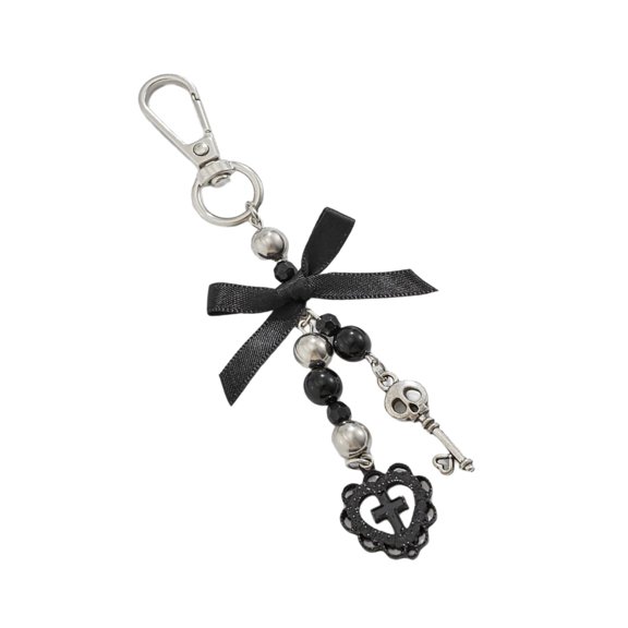 Unique Alloy Bowknot Heart Crucifix Keychain Elegant Key Decoration Religious Symbol Keyring Accessory for Women