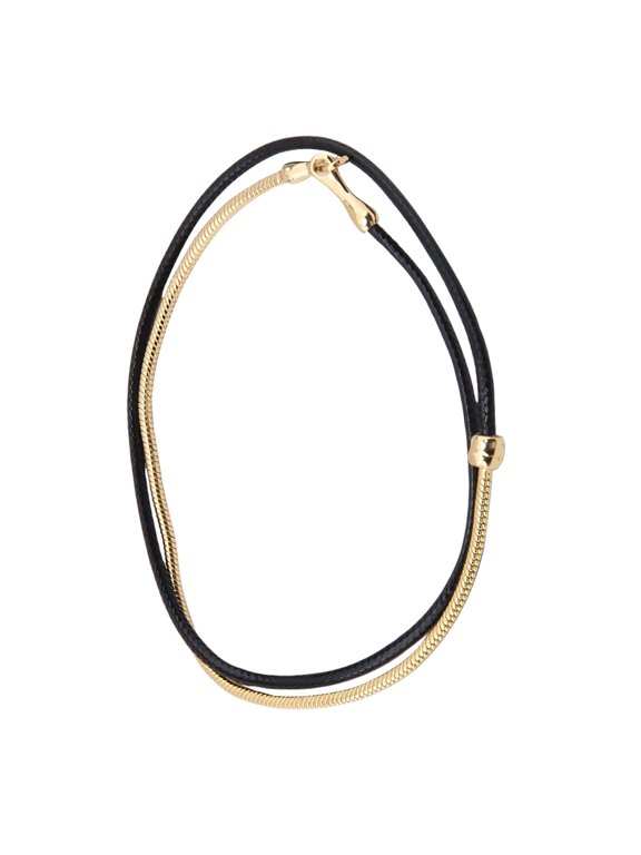 Unique Alloy Leather Rope Snake Bone Chain Necklace For Casual Outing