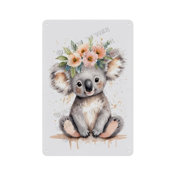 Unique Aluminum Sign, 8 x 12 Inches, Watercolor Koalas Sign, Adds a Sweet and Fun Element to Living Room, Bedroom, or Nursery, Ideal for Animal and Nursery Decor