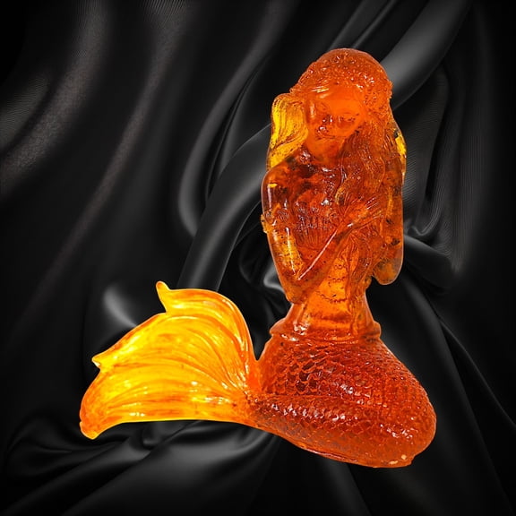 Unique Amber Mermaid Figurine Genuine Baltic Amber | Handmade by KIZIMA, Brooklyn NY